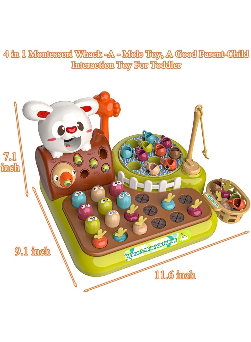 SOLARAE Light Up Fishing Game Toys, Rotating Fishing Game with Music, Hammering Pounding Toy, Magnetic Fishing Game, Whack a Mole Game, Party Game Toys for Kids Age 4 5 6 7 8 and Up - Image 5