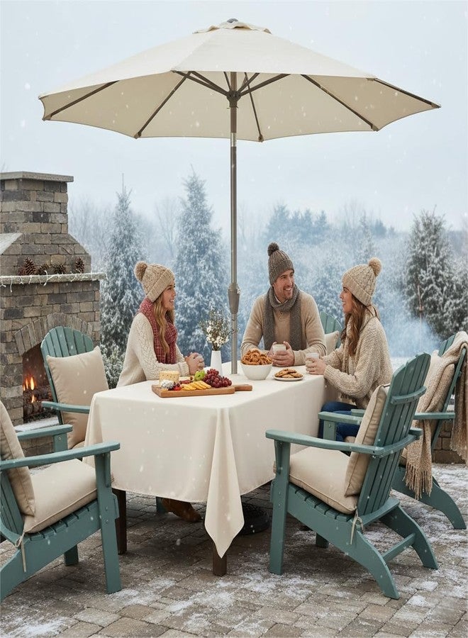 LUSHVIDA Outdoor and Indoor Tablecloth - Washable Waterproof Wrinkle Free Table Cloth with Zipper and Umbrella Hole for Spring/ Summer/ Party/ Picnic/ BBQS/ Patio (Rectangle 60x84 inch, Beige) - Image 3