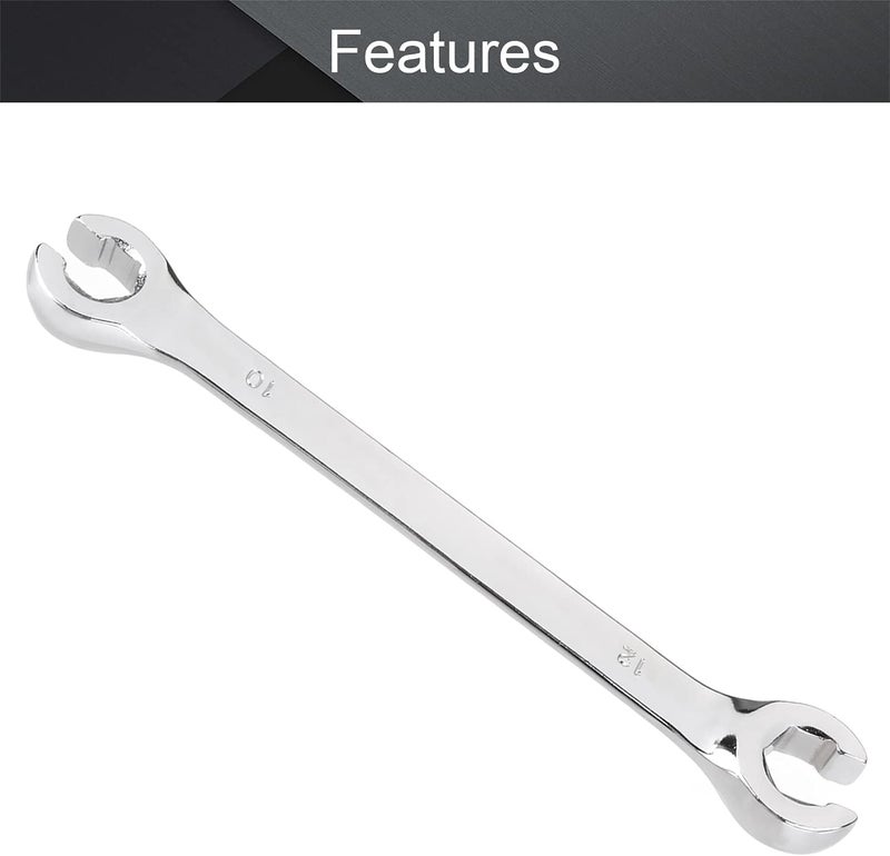 Utoolmart Flare Nut Wrench 10mm x 12mm, Metric, Polished Chrome Plated for Removing or Replacing Nuts on Fuel, Brake or Air Conditioning Lines - Image 3