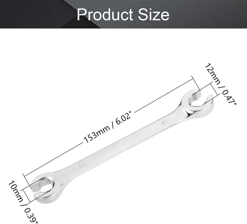 Utoolmart Flare Nut Wrench 10mm x 12mm, Metric, Polished Chrome Plated for Removing or Replacing Nuts on Fuel, Brake or Air Conditioning Lines - Image 2