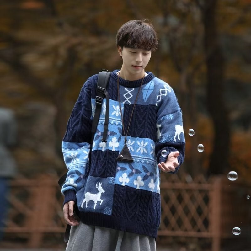Winter Clothing Atmosphere Christmas Sweater Men'S And Women'S Fashion Brand Round Neck Loose Sweater Jacket Jacquard Vintage Thickened Knitted Sweater - Image 3