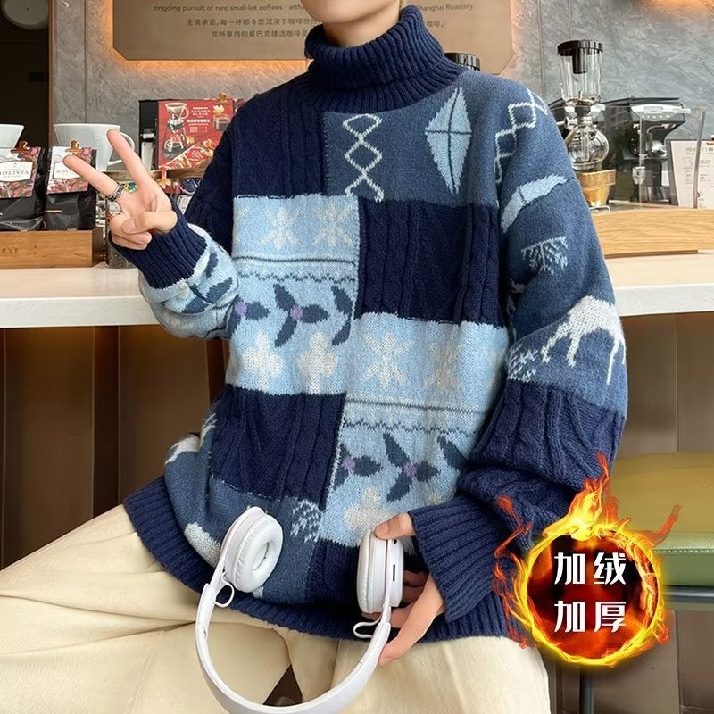 Winter Clothing Atmosphere Christmas Sweater Men'S And Women'S Fashion Brand Round Neck Loose Sweater Jacket Jacquard Vintage Thickened Knitted Sweater - Image 1