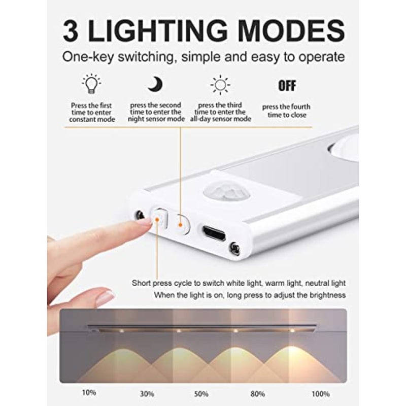 Under-Cabinet Lights, LED Under Cabinet Wireless Lights, Closet Lights with Motion Sensor, USB Rechargeable Cat's Eye Hill Corrugated Night Lights for Indoor Kitchen Closet Stairway 15.75in/40cm - Image 2
