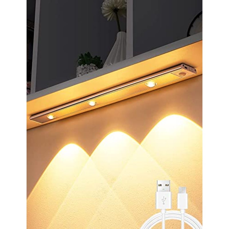 Under-Cabinet Lights, LED Under Cabinet Wireless Lights, Closet Lights with Motion Sensor, USB Rechargeable Cat's Eye Hill Corrugated Night Lights for Indoor Kitchen Closet Stairway 15.75in/40cm - Image 1