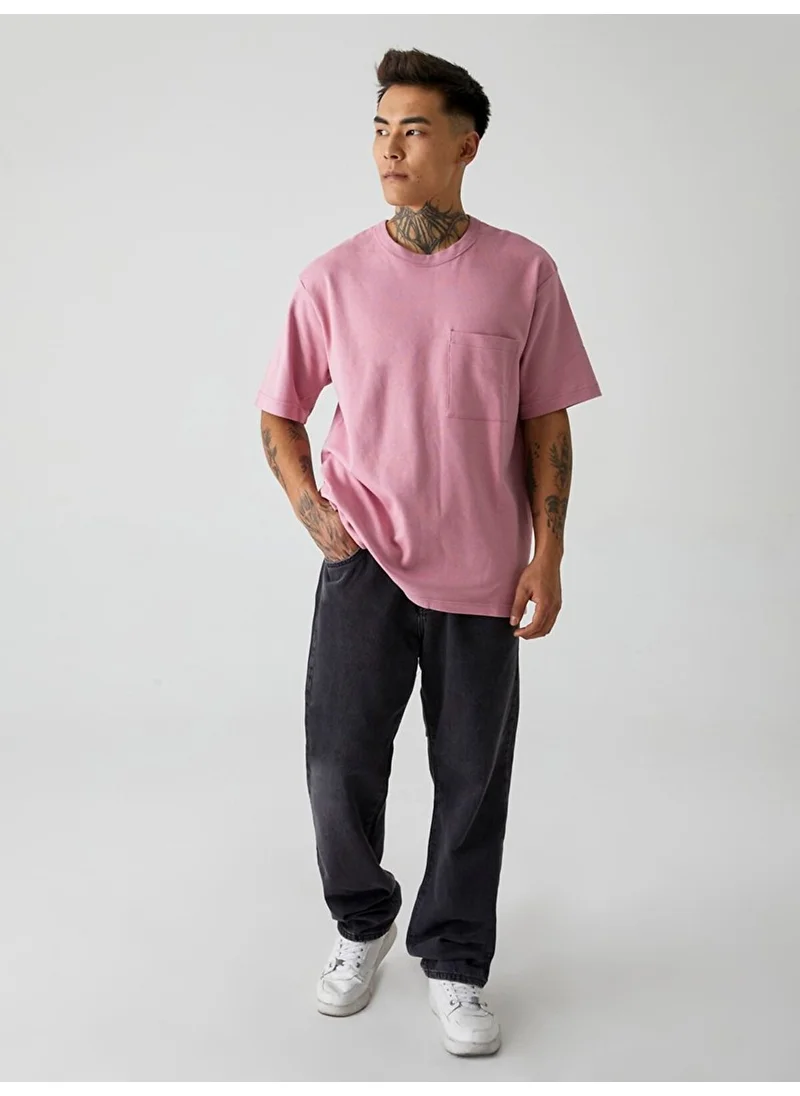 ال تي بي Men's Casual Cut Pocket Pink T-shirt