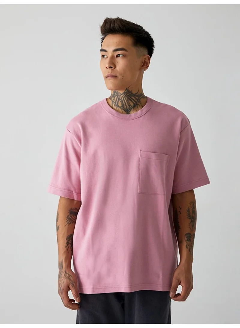 ال تي بي Men's Casual Cut Pocket Pink T-shirt