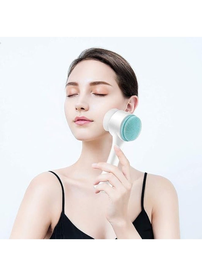 Generic 2 in 1 Double Face Brush for Skin Cleansing, Exfoliation - Daily Facial Care Tool with Soft Bristles and Effective Exfoliator for Makeup Removal, Deep Pore Cleansing, Anti-Acne ( color may very ) - Image 3