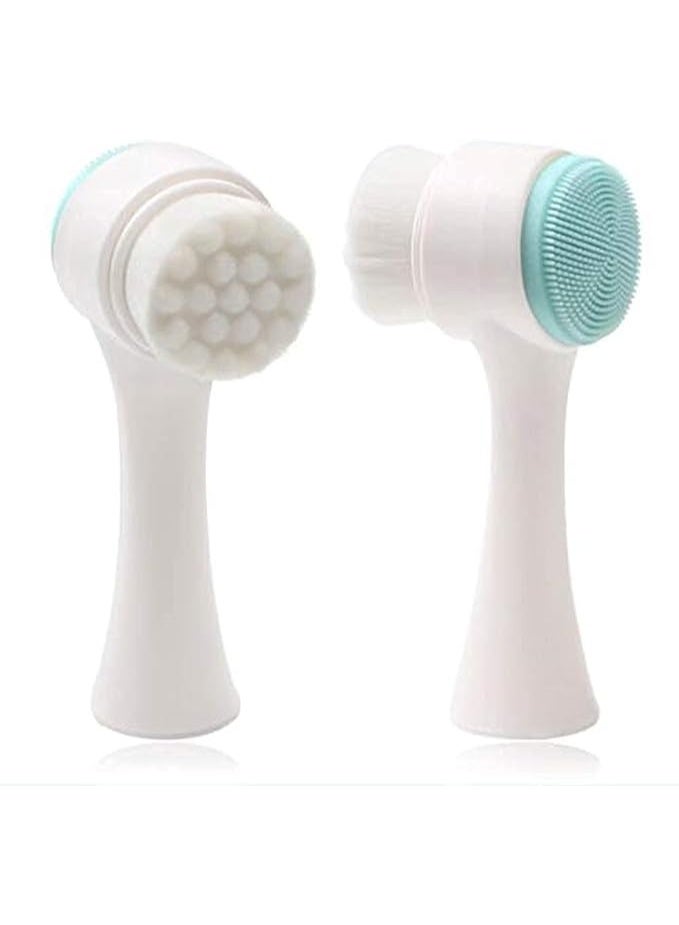 Generic 2 in 1 Double Face Brush for Skin Cleansing, Exfoliation - Daily Facial Care Tool with Soft Bristles and Effective Exfoliator for Makeup Removal, Deep Pore Cleansing, Anti-Acne ( color may very ) - Image 2