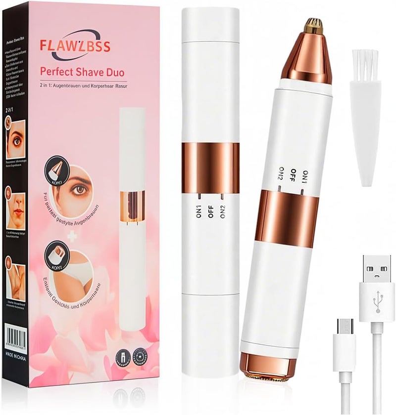 Hannea MAYCREATE® 2 In 1 Electric Nose & Facial Hair Trimmer Portable Electric Facial Hair Grooming Device with Rotating Precision Head for Nose, Ear, Eyebrow & Facial Touch-Up Hair Removal - Image 1