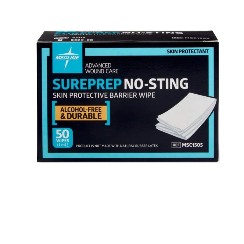 Medline SurePrep No-Sting Skin Protective Barrier Wipes, Pack of 50 - Image 1