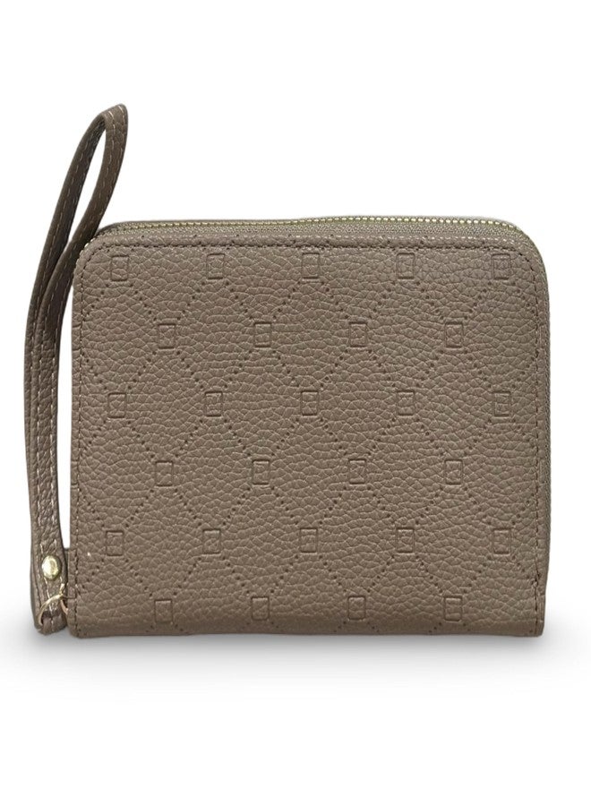 GLOSSY Women's/Girl's Zip-Around Wallet | Wrist Strap and Multiple Card Slots (Khaki) - Image 4