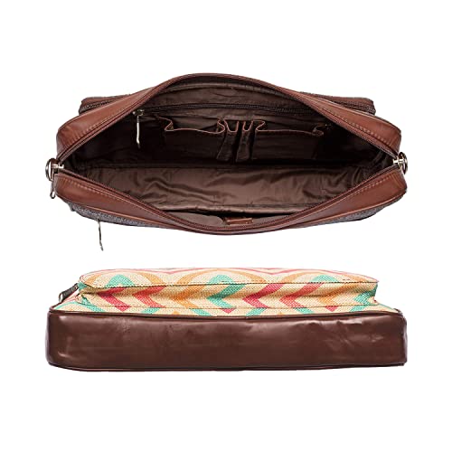 ZOUK Laptop Bag for Women - Handmade Bag for 15.6 inch Laptop, MacBook - Vegan Leather Office Bags with Detachable Shoulder Strap - Perfect Handbag for Ladies - WavBeach Print - Image 5