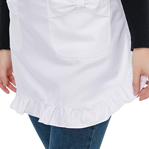 Love Potato Waist Apron with Pockets, Fashion Kitchen Cooking Restaurant Bistro Half Aprons for Girl Woman (White) - Image 5