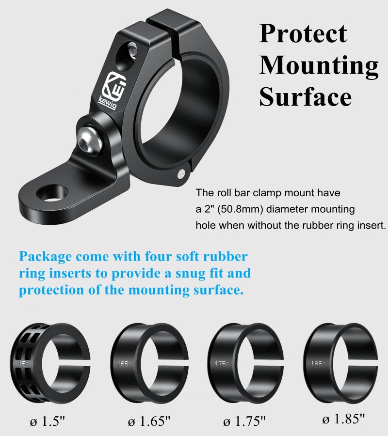 BRCOVAN 2PCS UTV Whip Light Mount, Solid Aluminum Alloy Whip Flag Mounts, Off-Road LED Light Bar Mounting Bracket, 360° Adjustable Roll Bar Clamp Holder Fit 1.5''/1.65'' /1.75''/1.85''/2'' Roll Cage - Image 5
