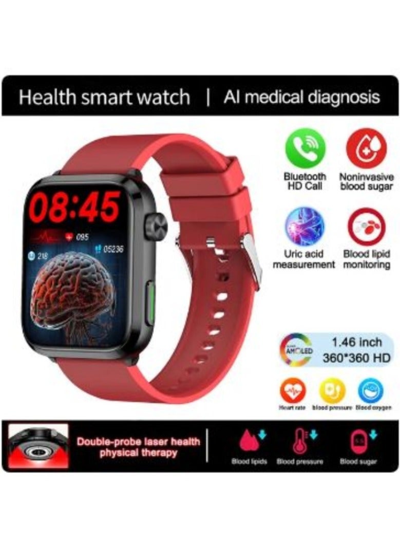 AROAQ New Laser Therapy Health Smart Watch Uric Acid Blood Sugar Watch Smart Bluetooth Call Blood Lipid Blood Pressure Smartwatch - Image 1