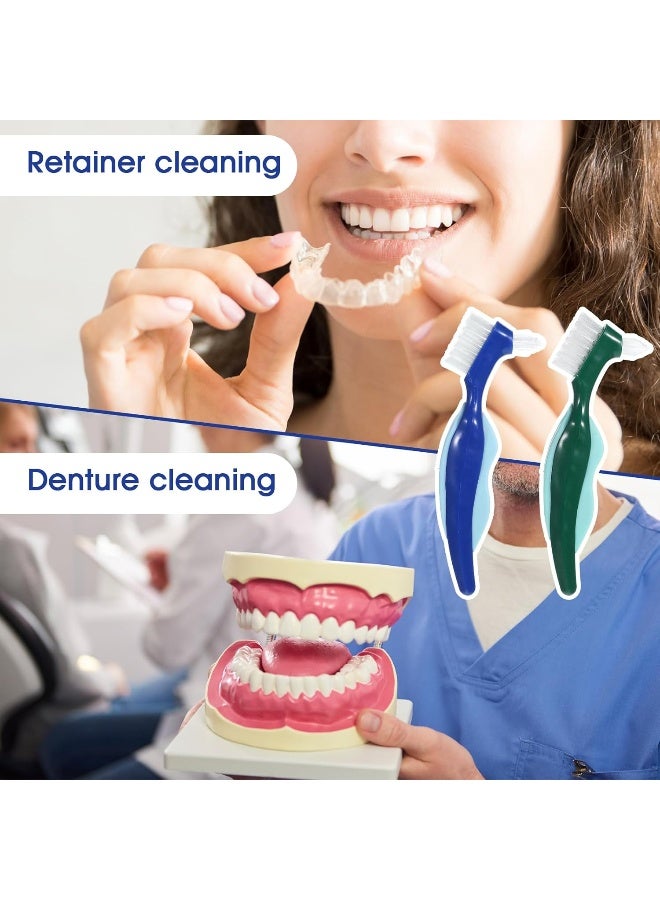 Dimeho 2 Pcs Denture Brush Multi-Layered Hard Bristles Toothbrush Portable Dental Cleaning Tools Double Sided Retainer Brushes With Case For Travel Camping Outdoor Gym Dental Care - Image 4