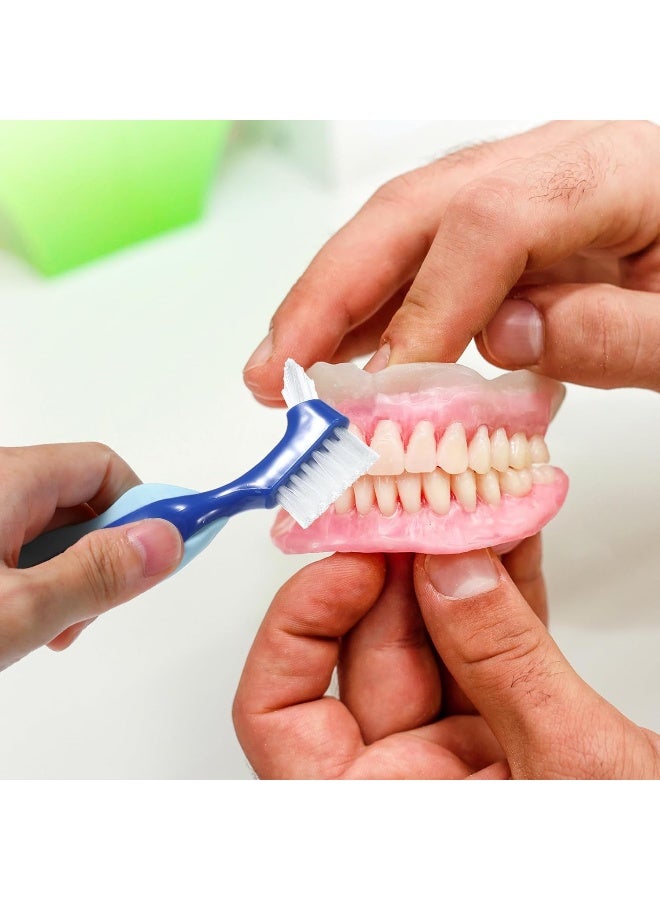 Dimeho 2 Pcs Denture Brush Multi-Layered Hard Bristles Toothbrush Portable Dental Cleaning Tools Double Sided Retainer Brushes With Case For Travel Camping Outdoor Gym Dental Care - Image 5