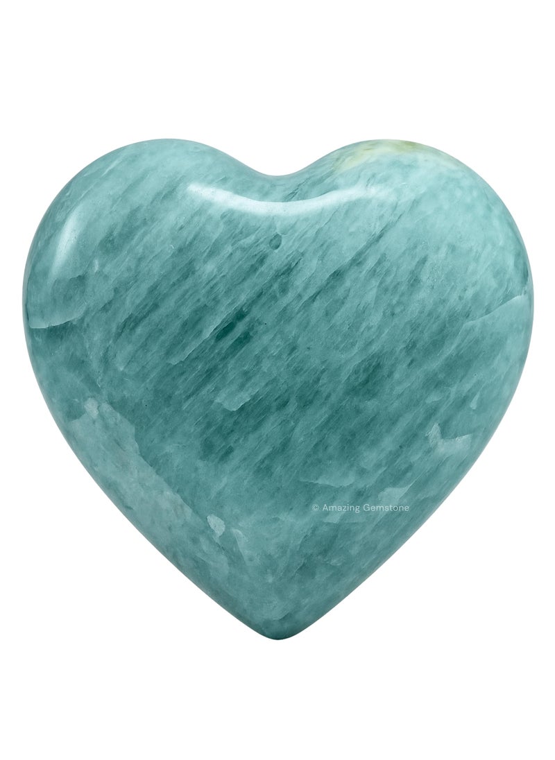 Amazing Gemstone Aquamarine Crystal Heart Palm Stone  Pocket Massage Worry Stone for Natural Body Chakra Balancing Reiki Healing and Crystal Grid 