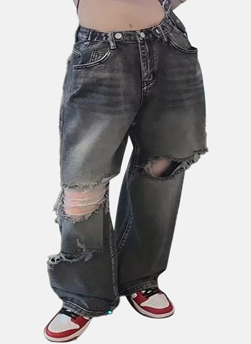 YUNIQEE Black Solid Low Rise Relaxed Fit Jeans