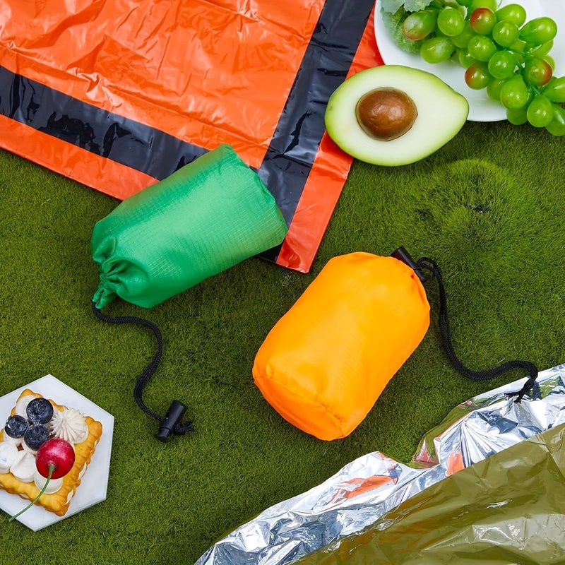 4 Pack Orange and 4 Pack Green Emergency Sleeping Bag Lightweight Thermal Survival Bivy for Camping Hiking - Image 5