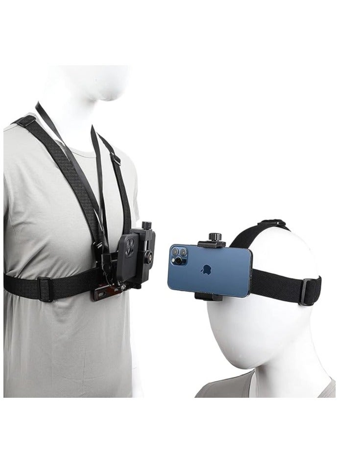 Mobile Phone Chest Strap, Harness Mount Head Strap Holder Kit,Cell Phone Clip Compatible with iPhone15/14/13,Samsung,Go Pro Hero 12,11,10,9, 8,7, 6, AKASO,DJI Osmo,and Action Cameras - Image 1