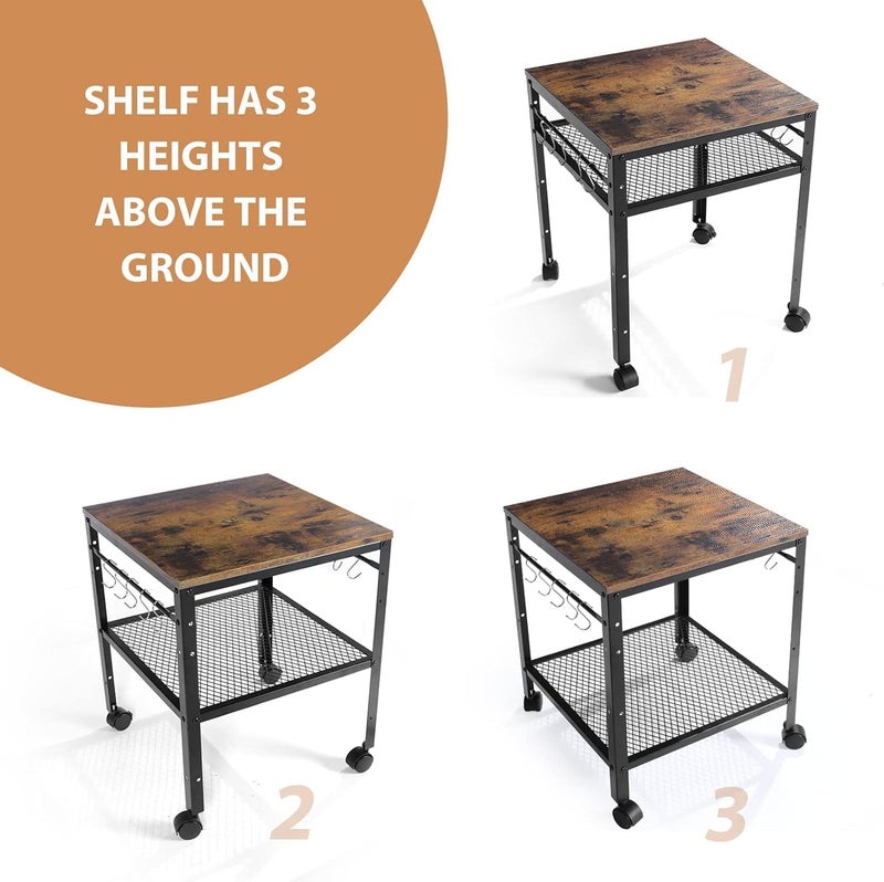 OGFC 99731 End Table, 2-Tier Side Table Adjustable Height Shelf, 19.7" x 19.7" x 24", Great for Mini Fridge Stand, Printer Stand, Aquarium Stand, Nightstand, Coffee Table - Image 4