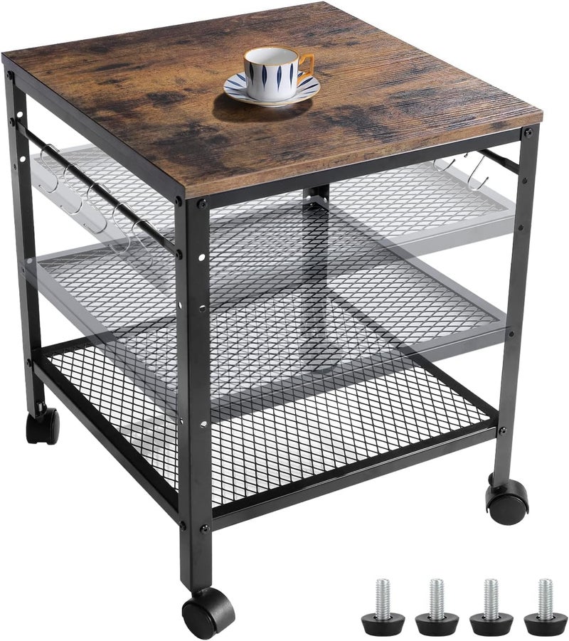 OGFC 99731 End Table, 2-Tier Side Table Adjustable Height Shelf, 19.7" x 19.7" x 24", Great for Mini Fridge Stand, Printer Stand, Aquarium Stand, Nightstand, Coffee Table - Image 1