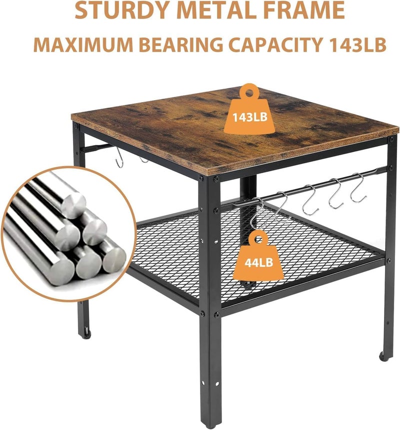 OGFC 99731 End Table, 2-Tier Side Table Adjustable Height Shelf, 19.7" x 19.7" x 24", Great for Mini Fridge Stand, Printer Stand, Aquarium Stand, Nightstand, Coffee Table - Image 5