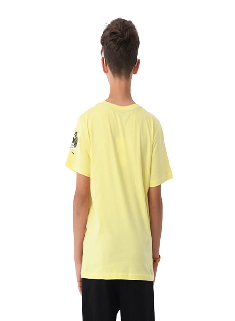 Urbasy Boys Teens Yellow embossed printed T-Shirt - Image 4