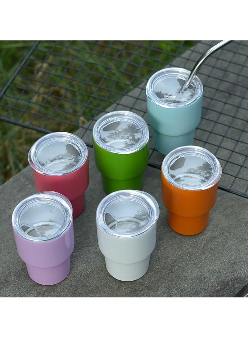 Mini Tumbler Shot Glass With Straw, 4 Pack Mini Tumbler Shot Glass Set, Double Wall Mini Tumbler Shot Glass with Straw Lid, 2oz Tumbler Shot Glass Stainless Steel ForParties, Travel - Image 5