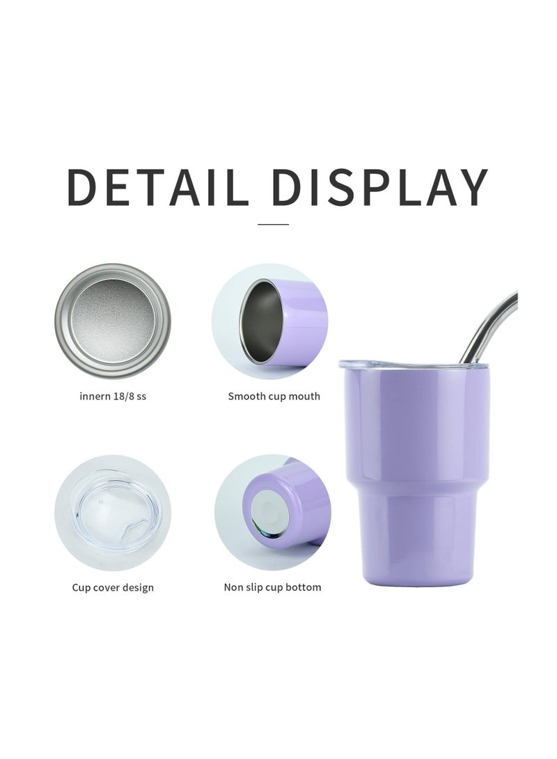 Mini Tumbler Shot Glass With Straw, 4 Pack Mini Tumbler Shot Glass Set, Double Wall Mini Tumbler Shot Glass with Straw Lid, 2oz Tumbler Shot Glass Stainless Steel ForParties, Travel - Image 3