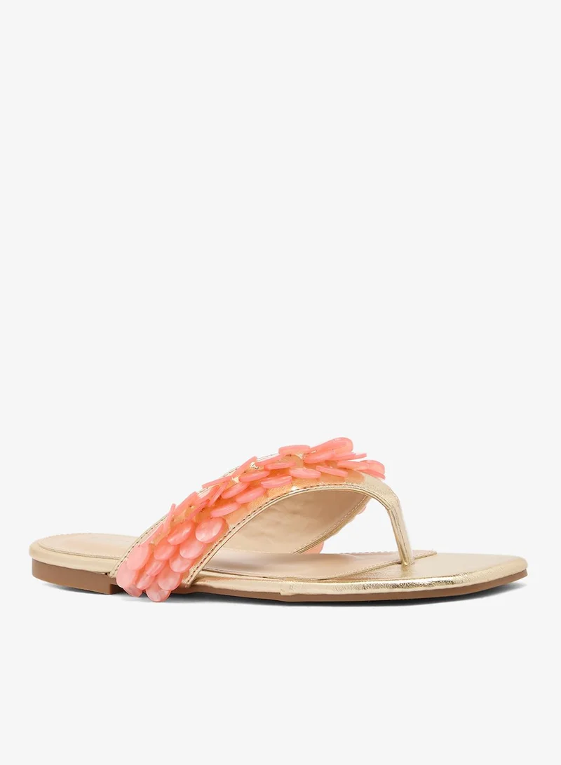 Glamorous CORAL Shell Detail Flip Flops for Women | Best Price UAE