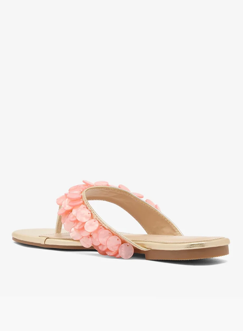 Glamorous CORAL Shell Detail Flip Flops for Women | Best Price UAE