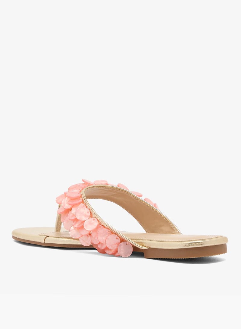 GLAMOROUS Shell Detail Flip Flops - Image 4