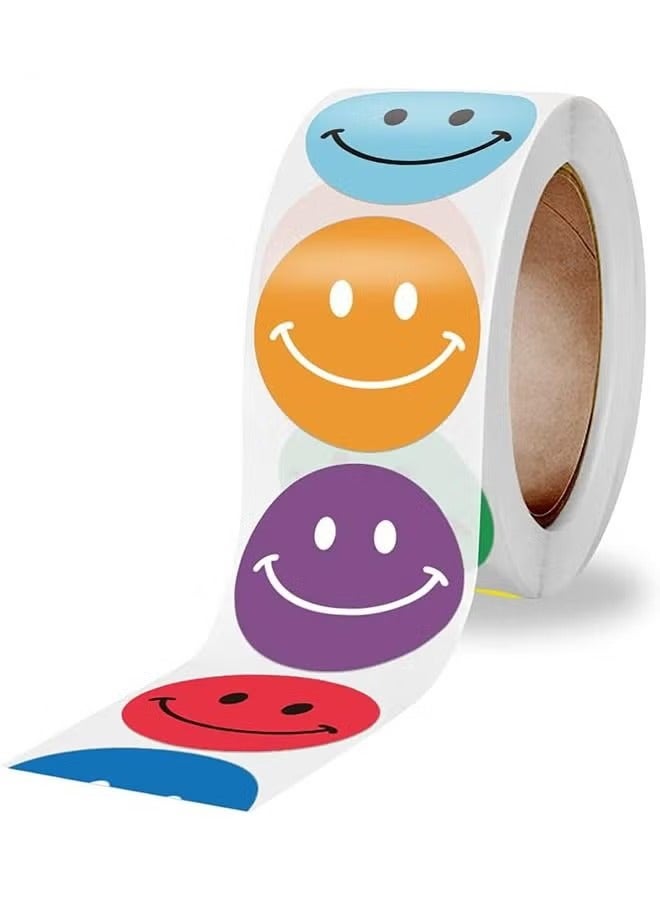 500 قطعة من ملصقات المكافآت للأطفال، 1 بوصة (2.5 سم) بكرة ملصقات وجه مبتسم، 8 تصميمات ملونة لملصقات المعلم، ملصقات حافزة، جوائز حوافز الطلاب، ملصقات مدرسية للفصل الدراسي، حفلة عيد الميلاد - Image 2