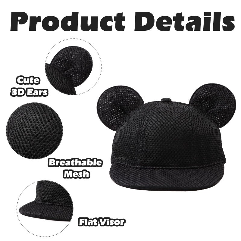 JANGANNSA Baby Mesh Cap Toddler Kids Sun Hat Mouse Ears Cute Cartoon Caps Summer (2-4Y,Black) - Image 3