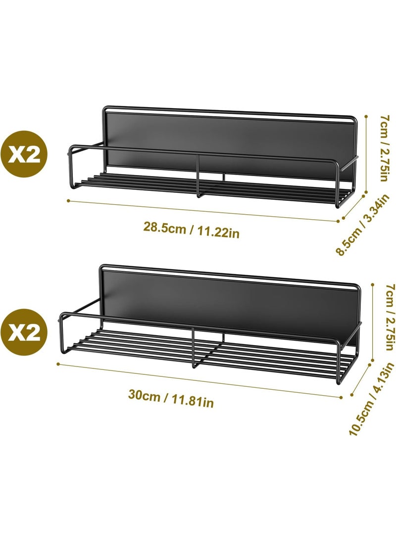 Bukela 4 Pack Magnetic Spice Rack for Refrigerator, Magnetic Shelf Fridge Organizer for Kitchen Storage, Black - Image 3