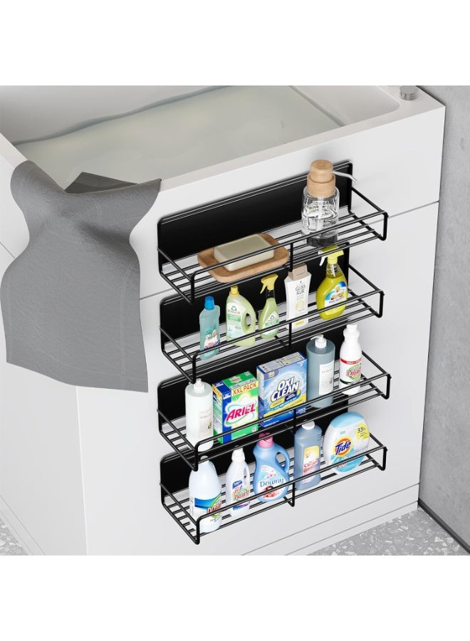 Bukela 4 Pack Magnetic Spice Rack for Refrigerator, Magnetic Shelf Fridge Organizer for Kitchen Storage, Black - Image 5