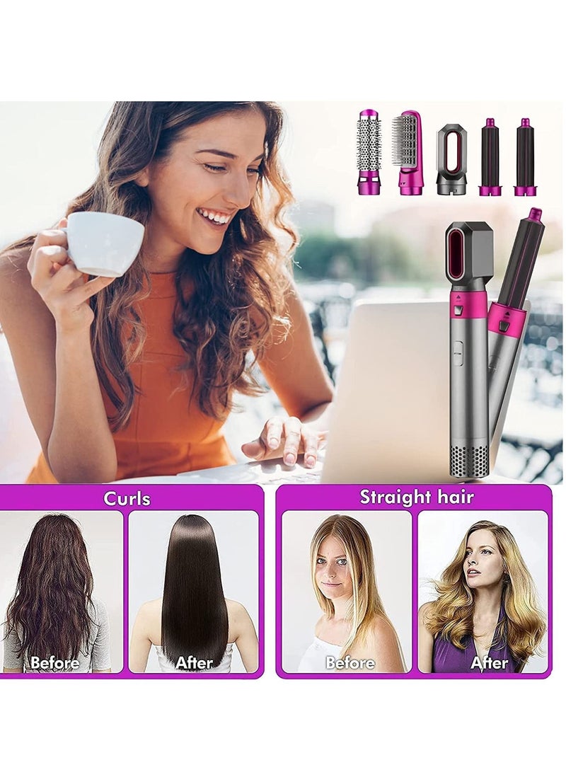 5 in1 Hot Air Brush, One-Step Hair Styling Tools Electric Hair Hot Brush, Muti-Styler for Straightener, Curling Drying - Image 3