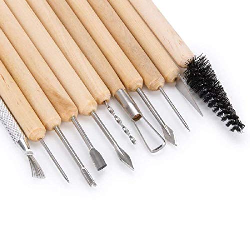 Deziine.Fx 11 Pcs Wooden Handle DIY Sculpting Knife Clay Pottery Carving Tool Set for Modeling Tools & Wooden Sculpture Knife - Image 2