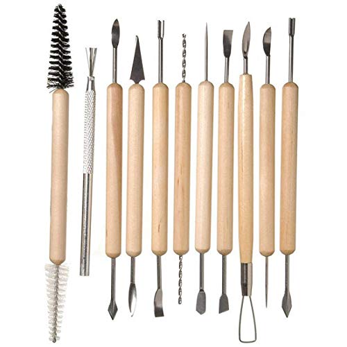 Deziine.Fx 11 Pcs Wooden Handle DIY Sculpting Knife Clay Pottery Carving Tool Set for Modeling Tools & Wooden Sculpture Knife - Image 1