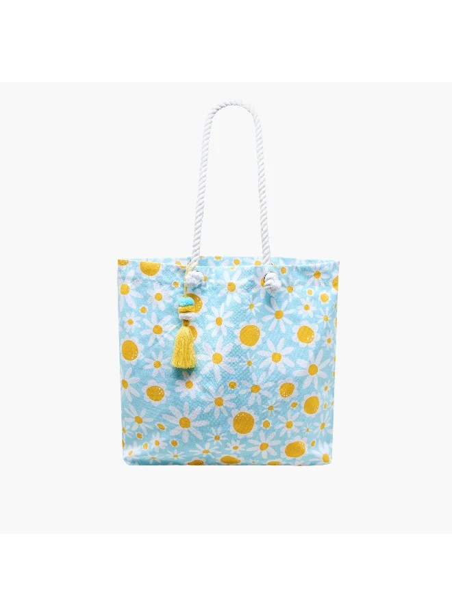 Lifestyle Tote Bag-Daisy Print- (Canvas / India) Multicolour \ 20X17