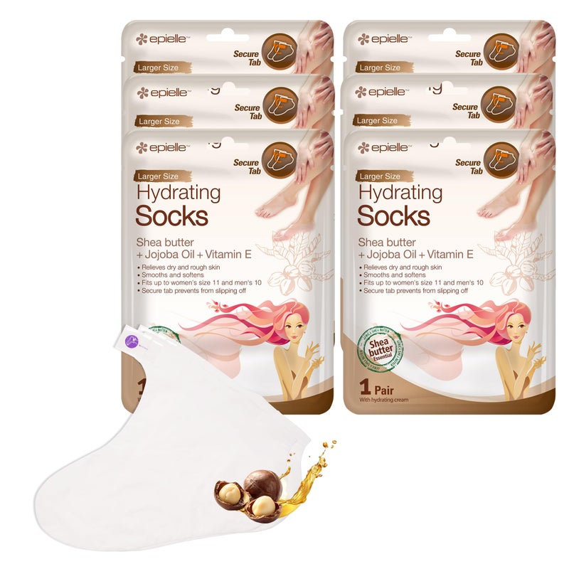 Epielle Epielle Hydrating Foot Masks (Socks 6pk) for foot cracked and dry heel to toe and callus Spa Masks - Shea butter + Jojoba Oil + Vitamin E Moisturize, Mothers Day GIfts - Image 1