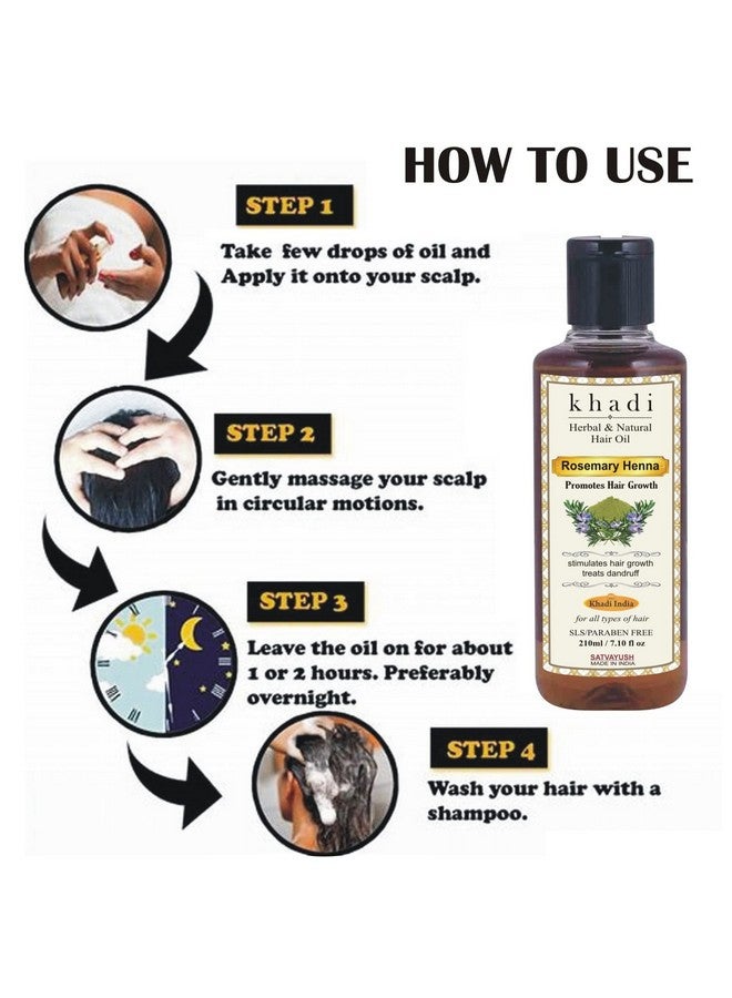 Satvayush Khadi Hibiscus Rose Shampoo & Khadi Rosemary Henna Herbal & Natural Hair Oil (Pack Of 2) 210 Ml Each - Image 3