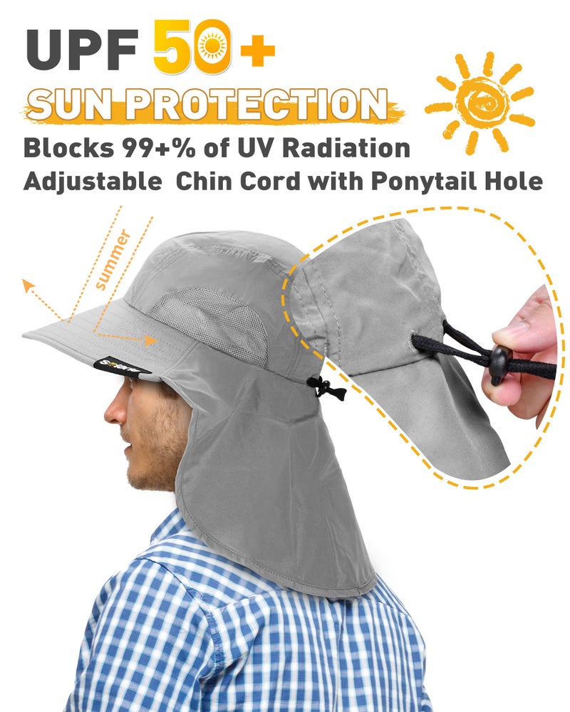 Tirrinia Neck Flap Sun Hat with Wide Brim, UPF 50+ Hiking Safari Fishing hat for Women Men, Sun Protection Hat for Summer Adventures Gray - Image 5