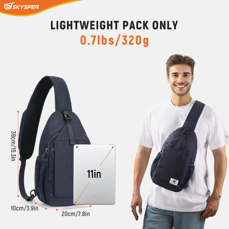 SKYSPER Sling Bag RFID Cross Body Bag Recycled Crossbody Backpack Travel Daypack(Blue) - Image 2