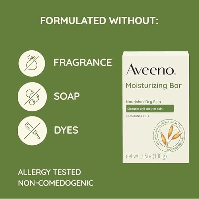Aveeno Gentle Moisturizing Bar Facial Cleanser with Nourishing Oat for Dry Skin, Fragrance-free, Dye-Free, & Soap-Free, 3.5 oz (Pack of 6) - Image 4