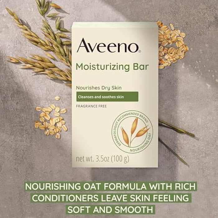 Aveeno Gentle Moisturizing Bar Facial Cleanser with Nourishing Oat for Dry Skin, Fragrance-free, Dye-Free, & Soap-Free, 3.5 oz (Pack of 6) - Image 3