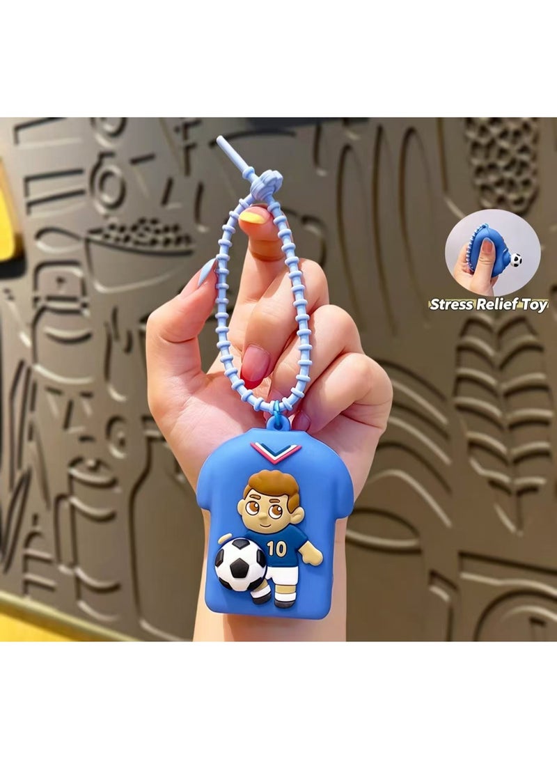 Western Mountains Cute Soccer Player Silicone Key Case Cover, Mini Zipper Coin Purse, Keychain Protector for Car Keys, AirPods, Small Accessories, 4 Styles - Image 1
