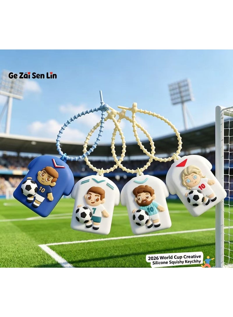 Western Mountains Cute Soccer Player Silicone Key Case Cover, Mini Zipper Coin Purse, Keychain Protector for Car Keys, AirPods, Small Accessories, 4 Styles - Image 2